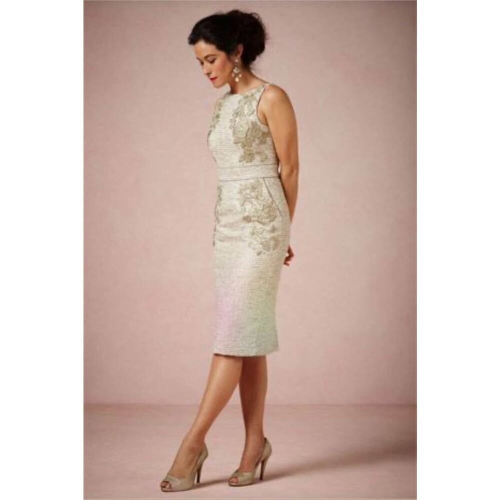 Badgley Mischka Cream and Gold Mini Dress